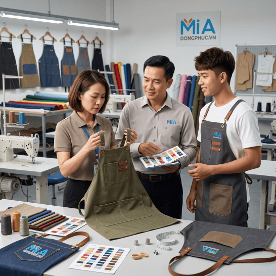 Xưởng Mi A sản xuất tạp dề đồng phục nhà hàng quán ăn trực tiếp tại TP.HCM